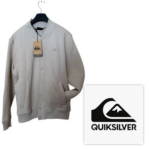 NWT 150 Quiksilver Men S DRYFLIGHT Beige snap Button Bomber Varsity Jacket